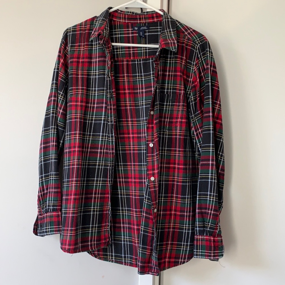 Plaid button up boyfriend fit